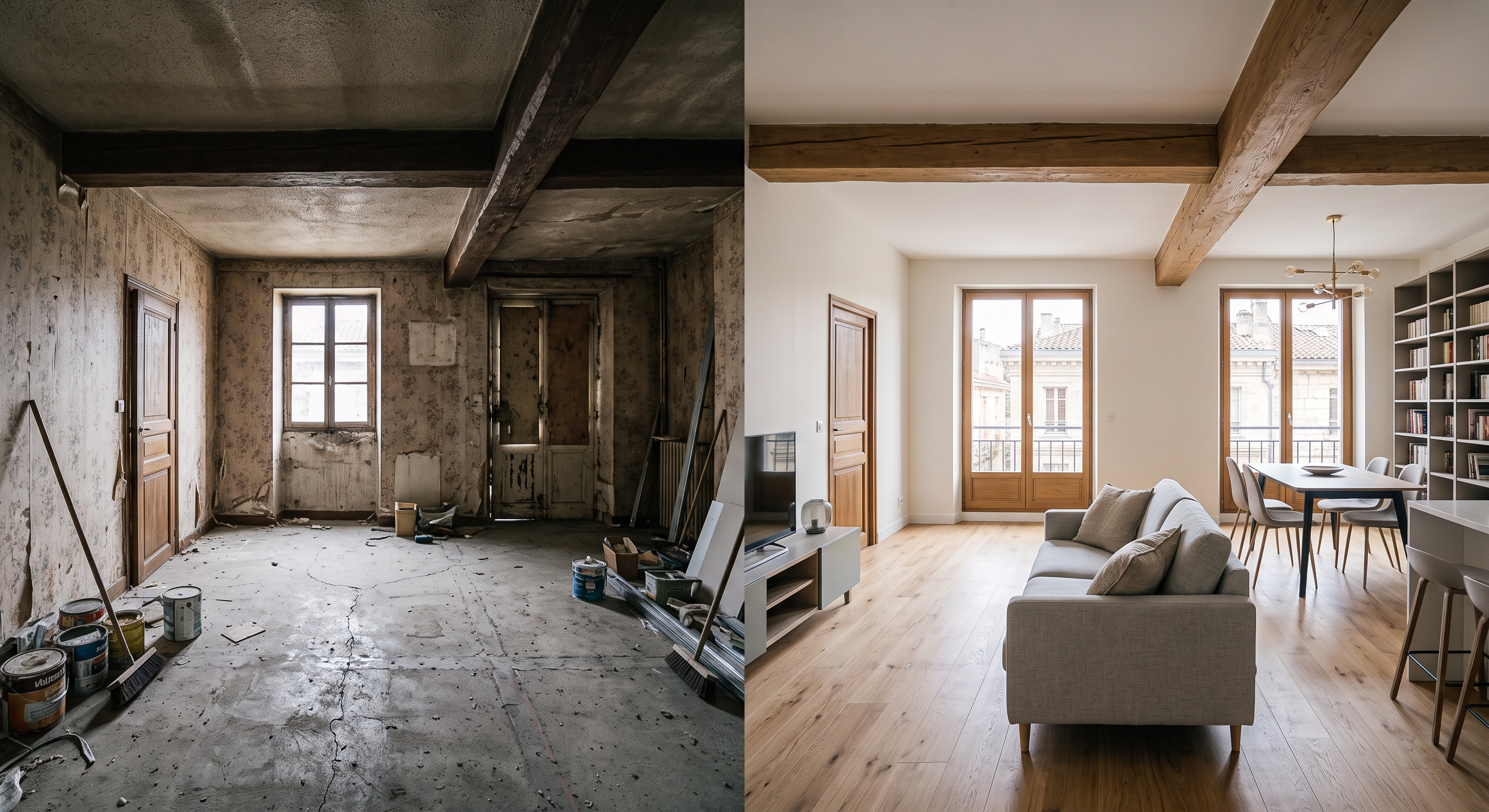 Avant après rénovation d'appartement